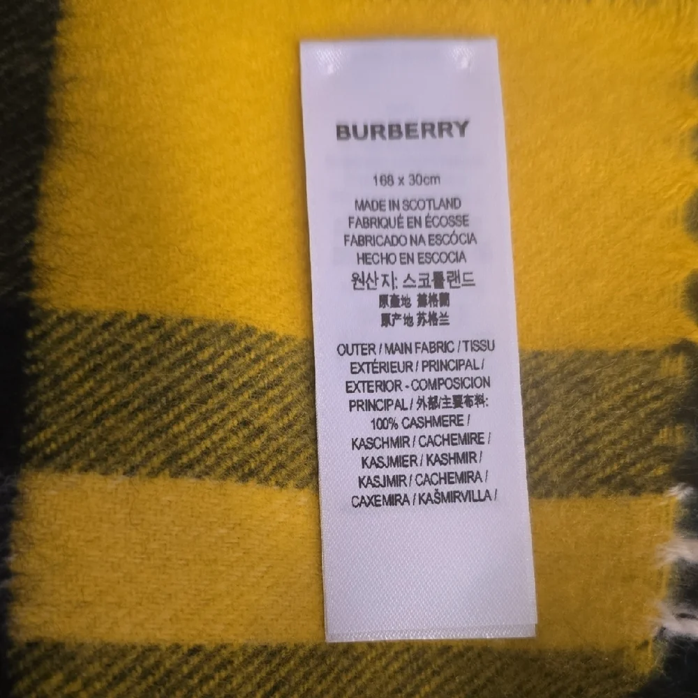 Burberry Mustard and Black Checkered Scarf
